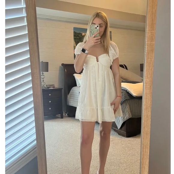 NWT Lulus Cutest Icon Off-the-Shoulder Embroidered Dress - Picture 5 of 9